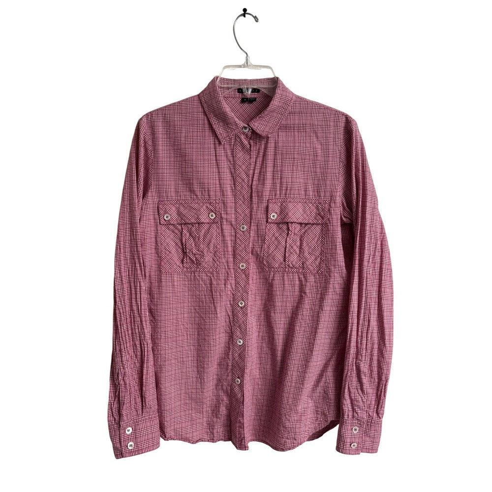 Theory Nuriel Central Ave Burgundy Micro Check Cotton Button Down Shirt Size M